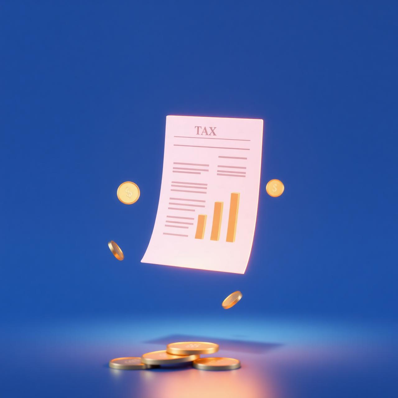 Tax document with financial chart and coins